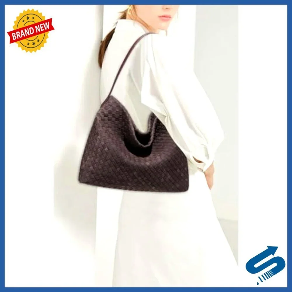 Slouchy Suede Woven Hobo Bag Crossbody Shoulder Tote Purse